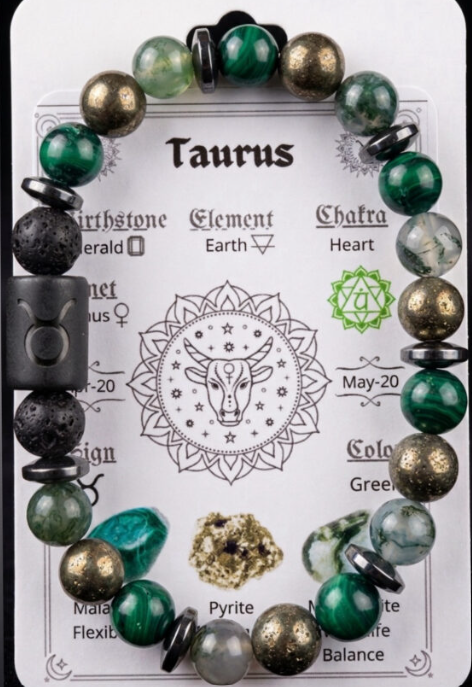 Zodiac Crystal Bracelet, Taurus, Gemini, Aries, Cancer, Leo, Virgo, Libra, Scorpio, Sagittarius, Capricorn, Aquarius, Pisces