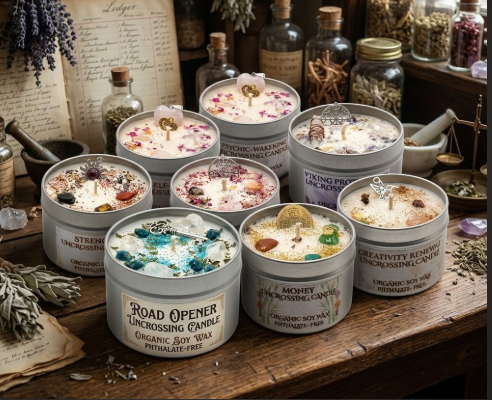Uncrossing candle, manifestation, organic candle, soy candle