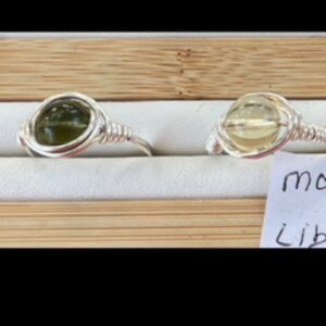 Moldavite or Libyan Tektite Silver Ring -3rd Eye Activator