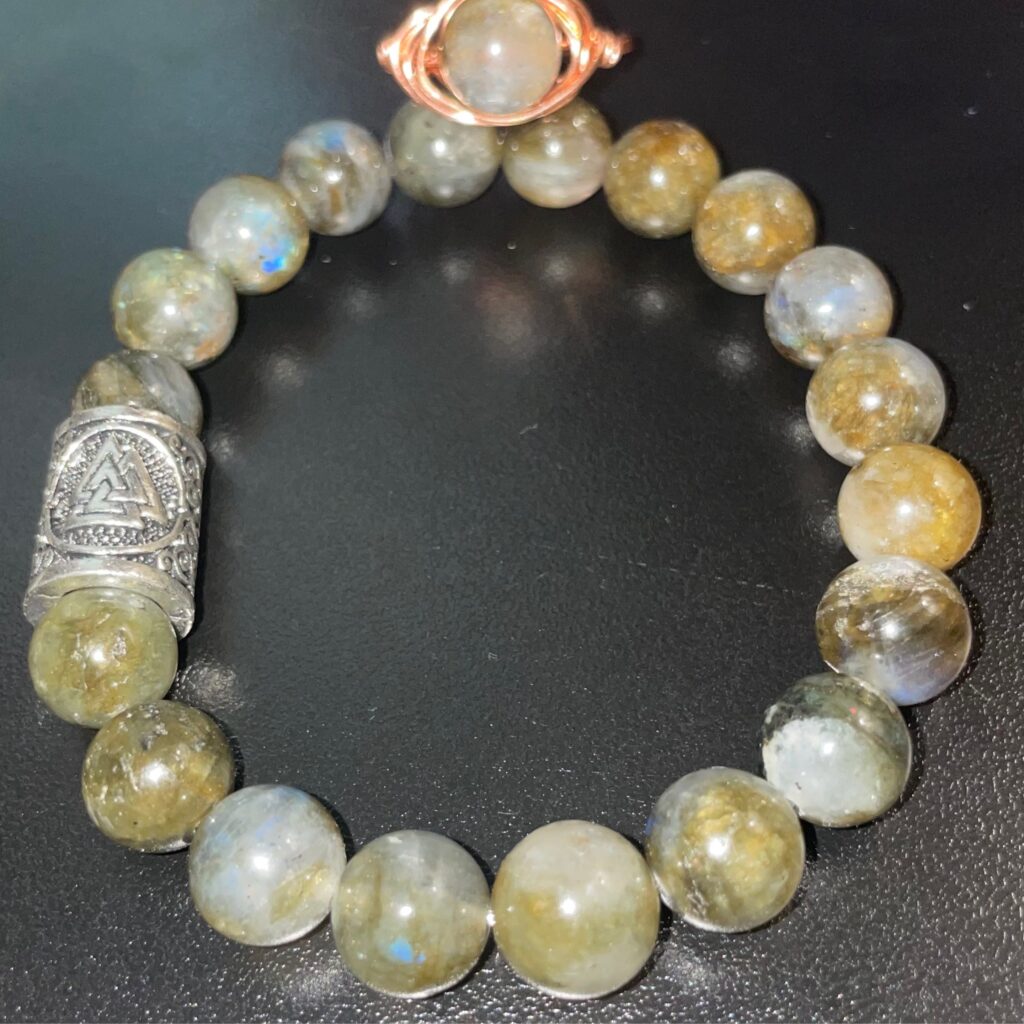 Labradorite Valknut Bracelet with Ring
